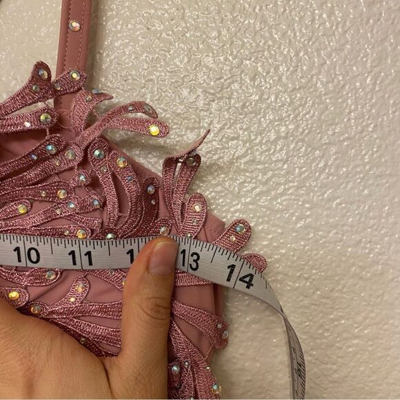 Glamour solo dance costume pink mauve lyrical rhinestone chiffon dress XLC - Picture 6 of 8